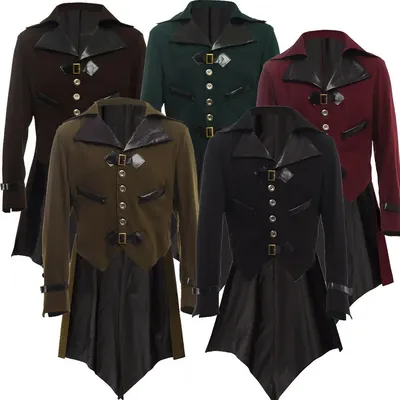 Damen Herren Steampunk Jacke Mantel für Party Halloween Gothic Punk Frack Mantel Image