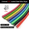 5 M-10 M 304 Edelstahl PVC-beschichtetes Kabeldurchmesser 1/2/3/4/5/6 mm Grün/Rot/Schwarz/Gelb/Blau/Transparentes Stahldrahtseil