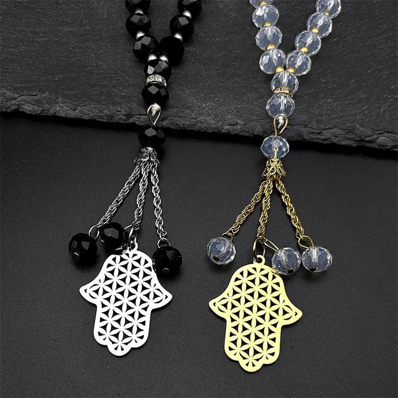 Baum des Lebens Hamsa Hand Edelstahl Auto Anhänger Gold Farbe Amulett Fatima Zubehör Islamischen Arabischen Schmuck Image