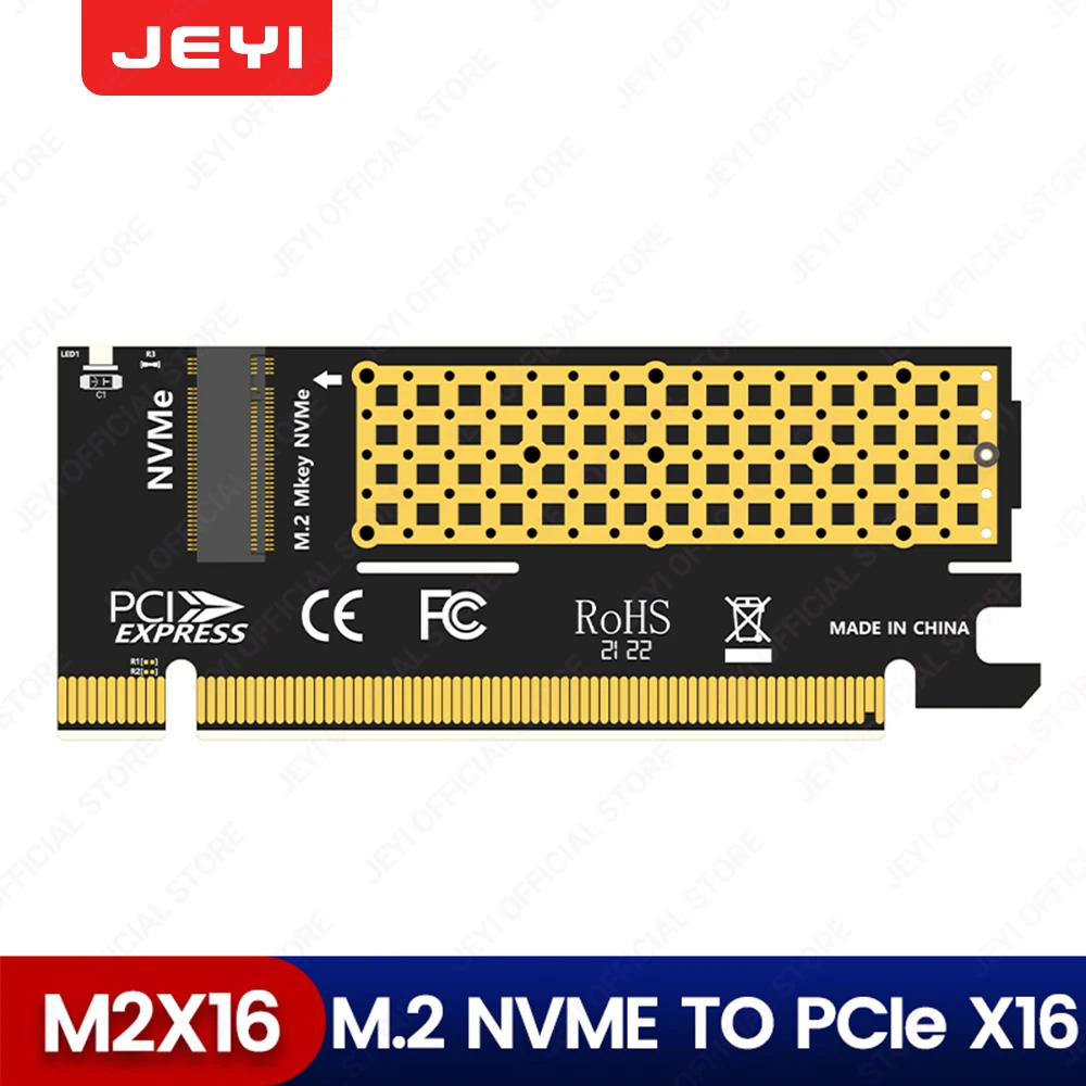JEYI M.2 NVME zu PCIe 4.0 x16 Adapter, M.2 NVMe SSD zu PCI-e 4.0 Erweiterungskarte, unterstützt 2280/60/42/30 Solid-State-Laufwerke Image