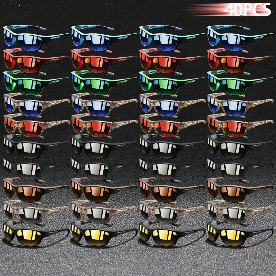 40 Stück Modische Brillen mit Vintage-Muster, Sport-Sonnenbrillen für Männer und Frauen, zum Laufen und Bergsteigen, Sportliche Sonnenbrillen Image