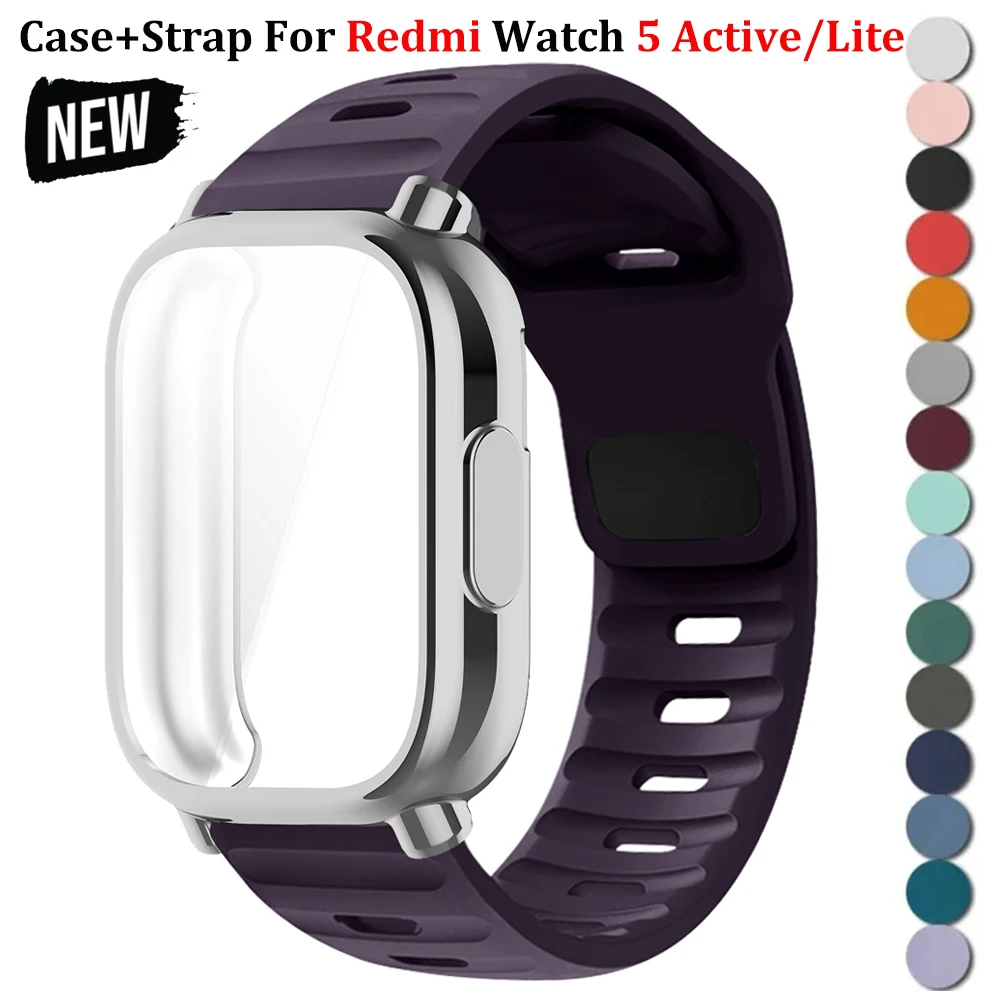 Schutzhülle + Silikonarmband für Xiaomi Redmi Watch 5 Active/5 Lite, vollständiger Bildschirm, TPU-Softshell und atmungsaktives Sportarmband Image