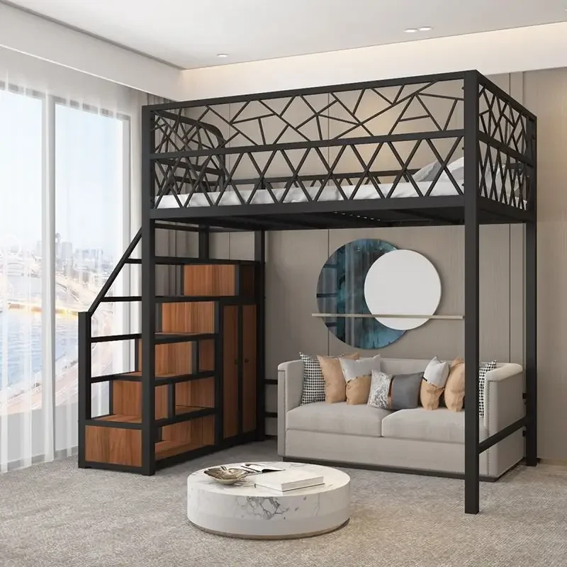 Bett mit Eisenrahmen, Loft-Duplex, platzsparendes Hochbett
