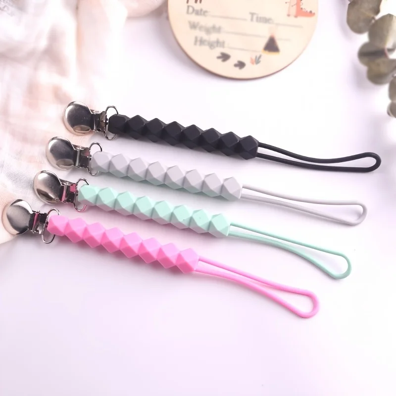 1 stücke Baby Ein Schnuller Kette Beißring Schnuller Lanyard Kette Beißring Kette Anti-Verlust Seil Silikon Schnuller Kette Clip Image