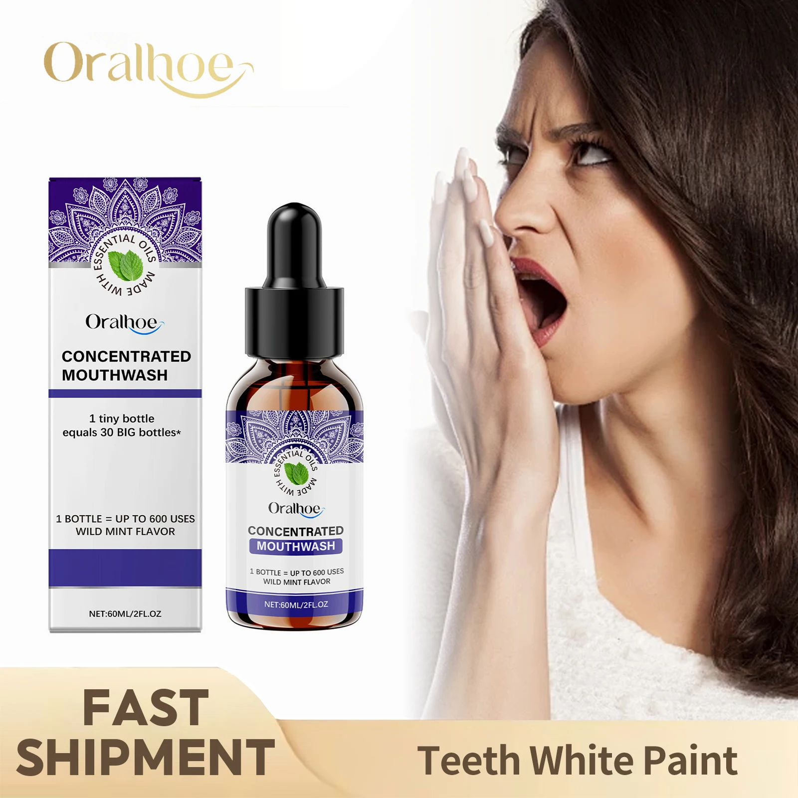 Atemerfrischer, oraler Tropfen, Minzgeschmack, entfernt Atemgeruch, reduziert Flecken, Zahnfleischreparatur, tragbare Mundreinigung, Pflege, Mundwasser-Essenz Image