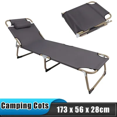 Camping Cots Camping Cots with Pillow Alloy Waterproof Comfortable Adjustable Sleeping Bed Cot for Camping Pool Beach Terrace