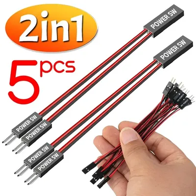 5/1PCS 2IN1 PC Power Externe Remote Start Switche 1 Stecker Auf 2 Weibliche Desktop-Computer netzteil Control Adapter Kabel für PC