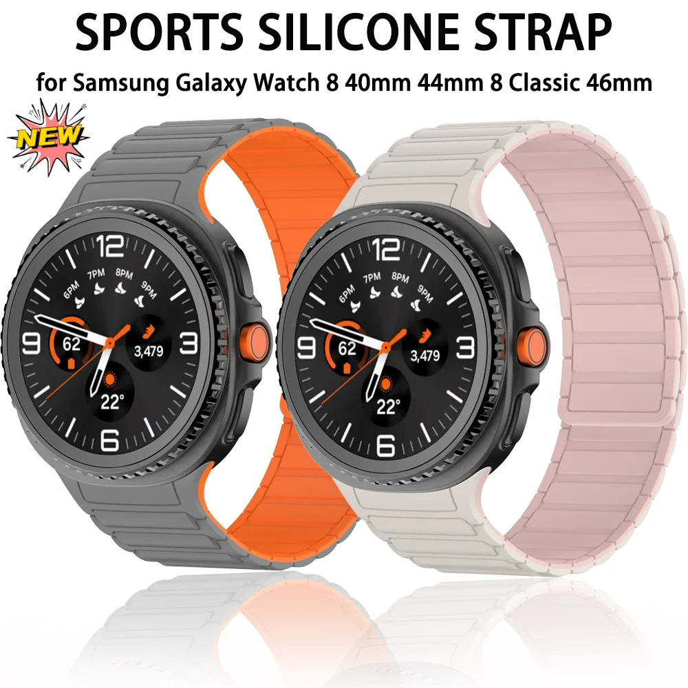 Silikonarmband für Samsung Galaxy Watch 8 40 mm 44 mm, magnetisch, keine Lücken, Sportarmband, Correa Galaxy Watch 8 Classic 46 mm Armband Image