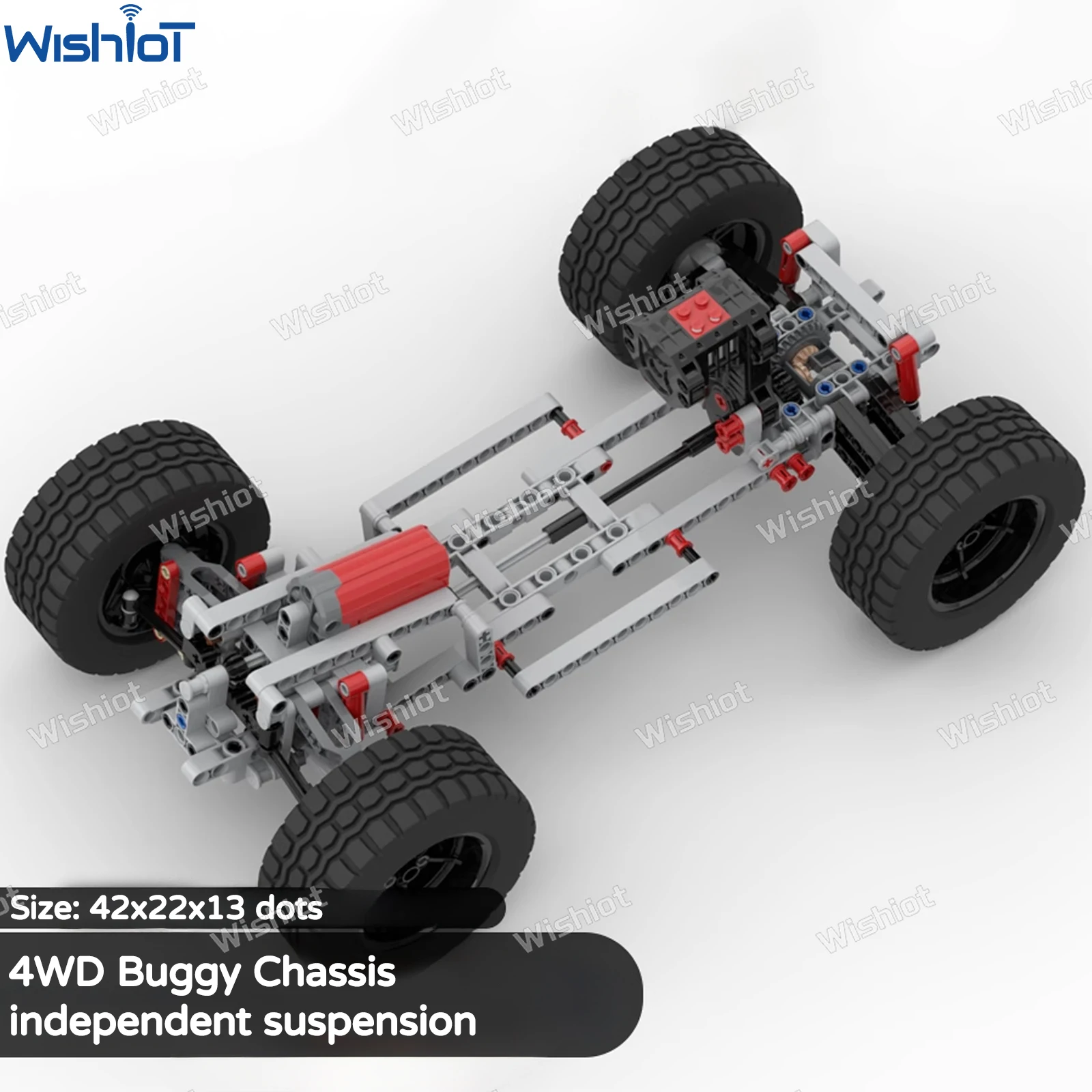 MOC 4WD Allradantrieb Chassis Unabhängige Federung Differential Lenkachse Buggy Motor Bausteine Tech Autoteile