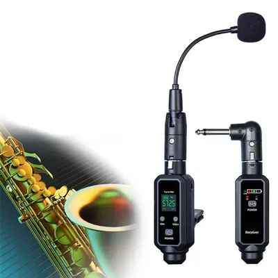 Wireless UHF Saxophone Microphone System Brass Instruments Professional Stage Performance Clip-On Radio Microphone
