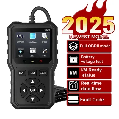 2025 New Car OBD2 Scanner Diagnostic Tool Code Reader Full OBDII Diagnostic FOXSUR V529 Battery Voltage Test Real time Data