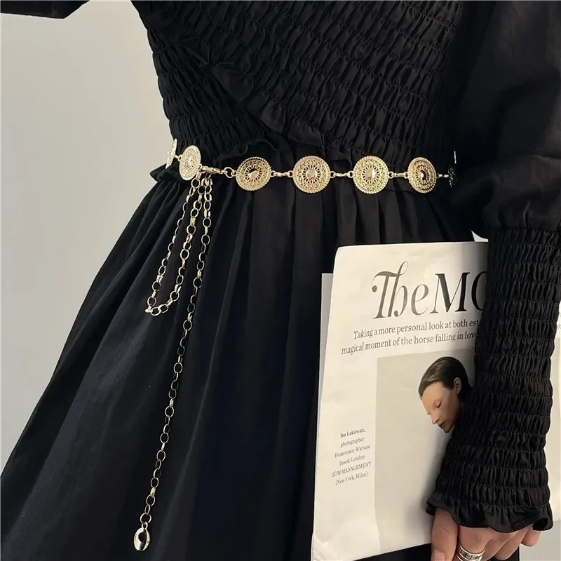 Hochwertige, elegante Taillenkette für Damen, Metall, modisches Accessoire, Gold und Silber