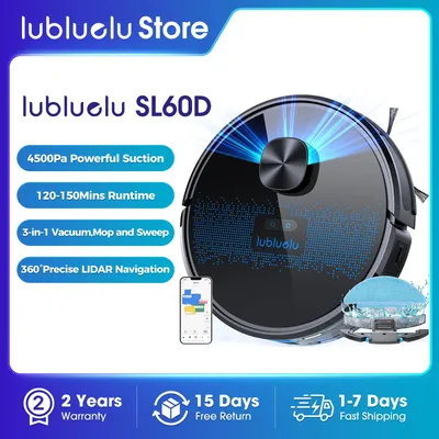 Lubluelu SL60D Roboter-Staubsauger- und Wisch-Kombination – 4500 Pa Saugkraft, 150 Minuten Laufzeit, leiser Betrieb, 10 Keine Zonen, intelligente App-Steuerung Image