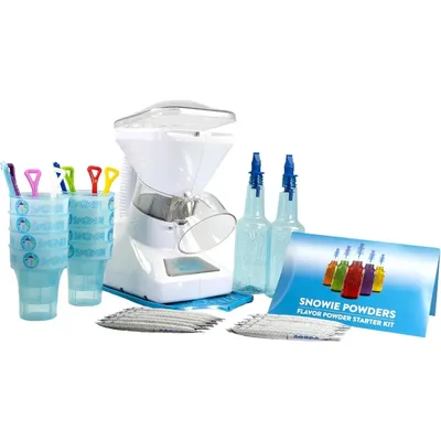 - Little Snowie Max Snow Cone Machine - Premium Shaved Ice Maker, with Powder Sticks Syrup Mix, Premium Kit, White