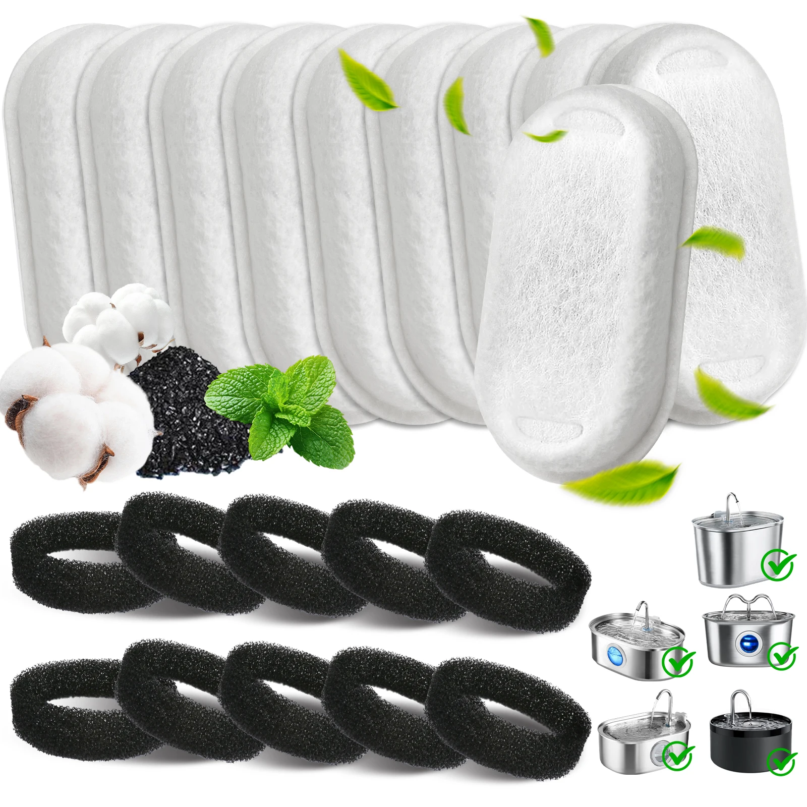 8/10 Stück Katzen-Wasserbrunnenfilter, Katzenbrunnen-Ersatzfilter, Katzenbrunnenfilter, Wasserspenderfilter für Katzen und Hunde Image