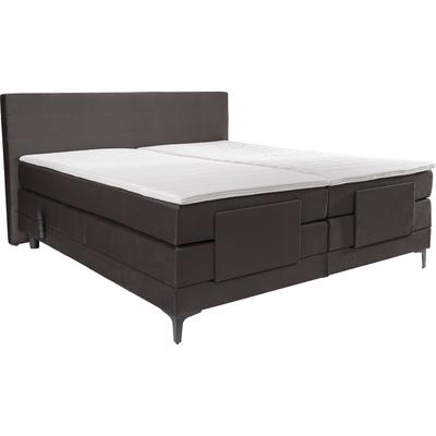 Boxspringbett ALINA "Powell", grau (umbragrau dmo 84), B:192cm L:212cm, Samt DMO (100% Polyester), Komplettbetten, Boxspringbett, inkl. Motor, Matratze und Topper, in unterschiedlichen Ausführungen Image