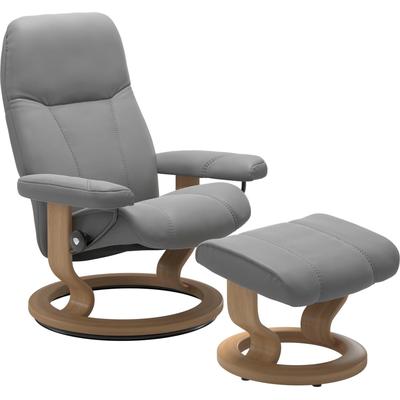Relaxsessel STRESSLESS "Consul", grau (wild dove batick), B:76cm H:100cm T:71cm, Leder BATICK: BATICK ist ein leicht korrigiertes, durchgefärbtes und genarbtes Möbelleder, bei dem die meisten Unebenheiten und Spuren in der Regel entfernt wurden.,... Image