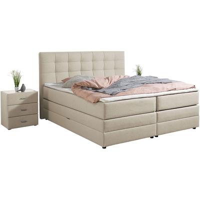 Boxspringbett PLACES OF STYLE "Ethan", beige (natur), B:214cm L:211cm, Komplettbetten, inkl. Topper und geräumigen Bettkasten erhältlich in H2, H3 und H4 Image