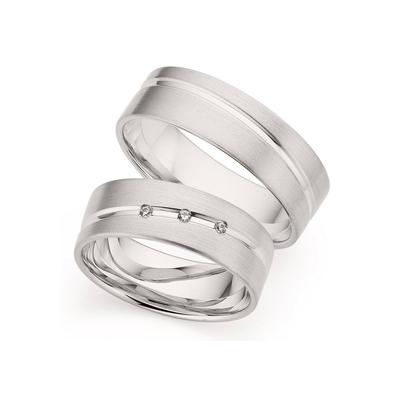 Trauring PHÖNIX "Schmuck Geschenk Gold 333 Trauring Ehering LIEBE versch. Varianten" Gr. 50, weiß (weißgoldfarben), Fingerringe, 50, ohne Brillant, Weißgold 333, 6,5mm, Made in Germany, wahlweise mit oder ohne Brillanten Image