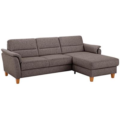 Ecksofa HOME AFFAIRE "Palmera L-Form", braun, B:244cm H:89cm T:163cm, 100% Polyester, Struktur (100% Polyester), Luxus-Microfaser in Lederoptik (100% Polyester), Sofas, Federkern, wahlweise mit Bettfunktion und mit/ohne Bettkasten Image