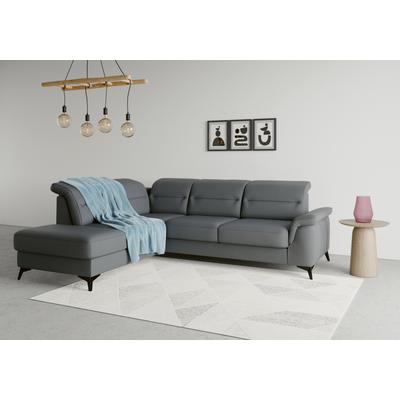 Ecksofa SIT & MORE "Sinatra L-Form", grau (dunkelgrau), B:251cm H:85cm T:220cm, 98% Polyester, 2% Polyamid, Sofas, mit Ottomane, optional mit Kopfteilverstellung und Armteilfunktion Image
