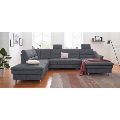 Wohnlandschaft SIT & MORE "Cardoso U-Form", grau (dunkelgrau), B:324cm H:90cm T:90cm, Luxus-Microfaser 1 (100% Polyester), Luxus-Microfaser 2 (100% Polyester), Luxus-Microfaser ALTARA NUBUCK (100% Polyester), Sofas, mit Federkern und Kopfstützen,... Image