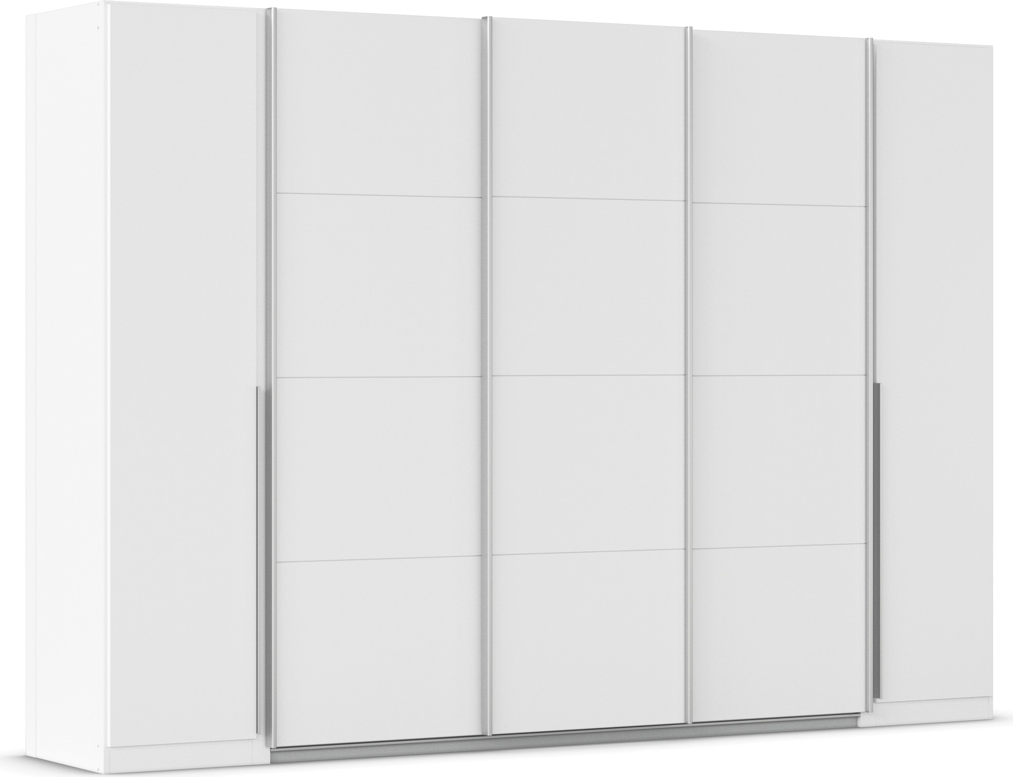 Schwebetürenschrank RAUCH "Dreh-/Schwebetürenschrank Kleiderschrank Familie, OTTOs Choice Agordo", weiß (alpinweiß), B:301cm H:210cm T:62cm, Holzwerkstoff, Schränke, Schwebetürenschrank, durchdachte Innenausstattung, in zwei Griff-Farben MADE IN...