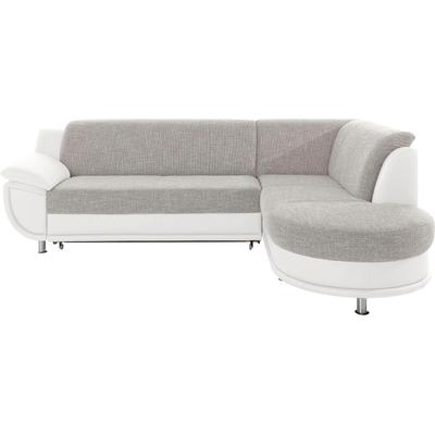 Ecksofa TRENDMANUFAKTUR "Rondo 3, zeitlos und bequem, Materialmix, breite Armlehnen, L-Form", weiß (weiß, cappuccino), B:265cm H:85cm T:190cm, Kunstleder SOFTLUX / Struktur (77% Polyester; 23% Polyacryl), Luxus-Microfaser ALCAZAR (100% Polyester) /... Image