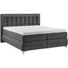 Boxspringbett MUSTERRING "Dubai", schwarz (d 040 anthrazit), B:217cm L:214cm, Komplettbetten, Boxspringbett, Winkelfuß in Chrom, 3 Härtegrade, Kopfteil in Kassettensteppung