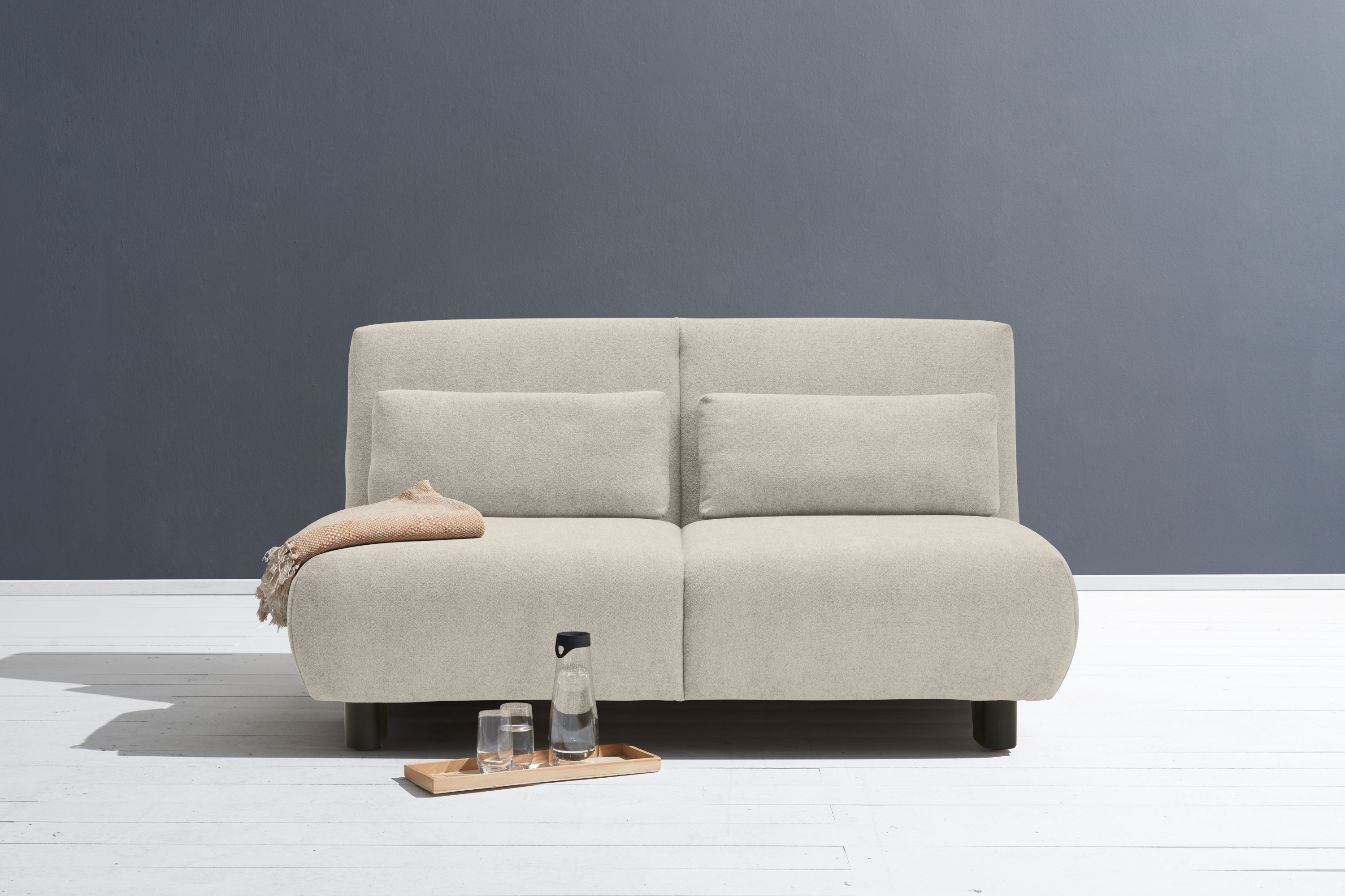 Schlafsofa ELL + ELL "Minou", grau (hellgrau), B:160cm, Sofas, Schlafsofa