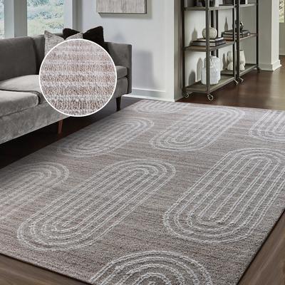 Wollteppich MY HOME "Boras, handgewebt, Wolle, Hoch-Tief-Struktur" Gr. 3, grau (taupe), B:120cm H:11mm L:180cm, Wolle, Teppiche, einfarbig, Wolle, Handweb Teppich, Wohnzimmer, Schlafzimmer, Esszimmer Image