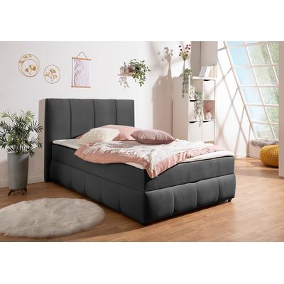 Boxbett INOSIGN "Hartley inkl. Bettkasten und Topper, auch in Überlänge erhältlich", grau (anthrazit), B:132cm L:210cm, Komplettbetten, wahlweise mit Bonnell- oder TTFK-Matratze in H2, H3 o. H4 erhältlich, Topseller Image