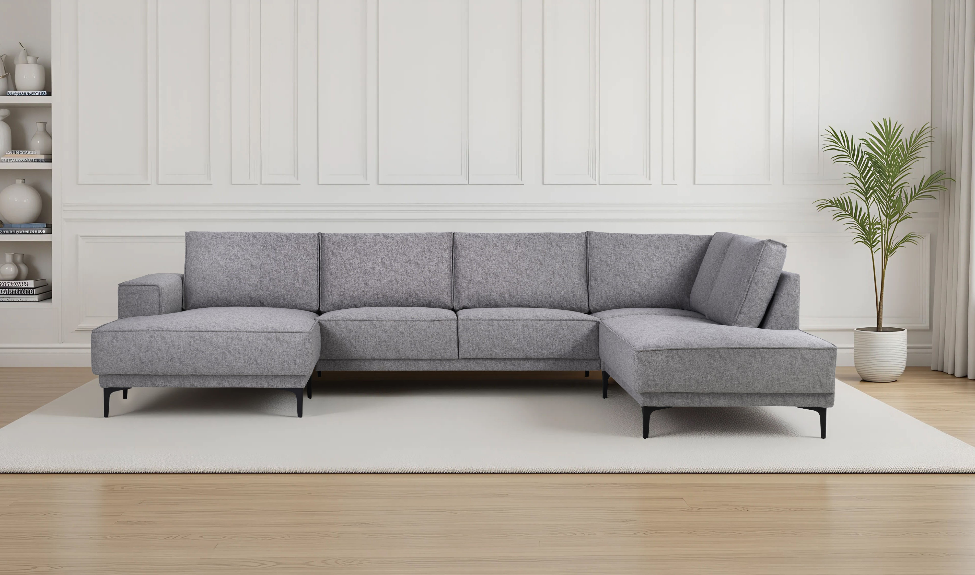 Wohnlandschaft OTTO HOME "XXL Sofa Oland, Struktur, Flachgewebe, Luxus-Microfaser, Boucle", grau (hellgrau), B:345cm H:85cm T:210cm, Struktur weich (100% Polyester);Luxus-Microfaser (100% Polyester);Webstoff (100% Polyester), Sofas, Wohnlandschaft,...