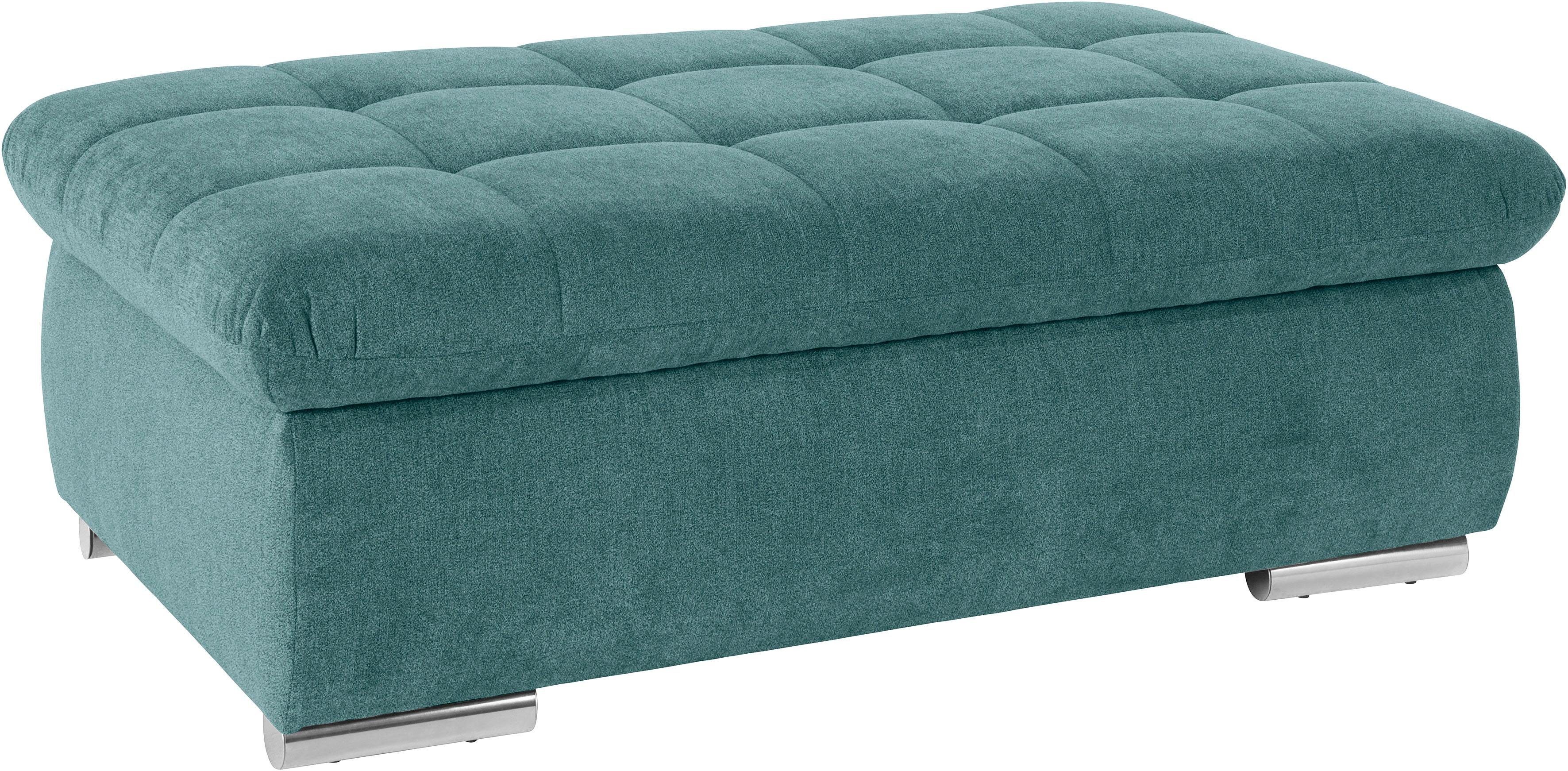 Hocker DOMO COLLECTION "Mona", blau (petrol), B:135cm H:44cm T:79cm, Struktur fein 100% Polyester;Chenilleoptik 100% Polyester;SOFTLUX/Struktur fein 100% Polyester, Hocker, Hocker mit Stauraum Polsterhocker, mit Stauraumfach