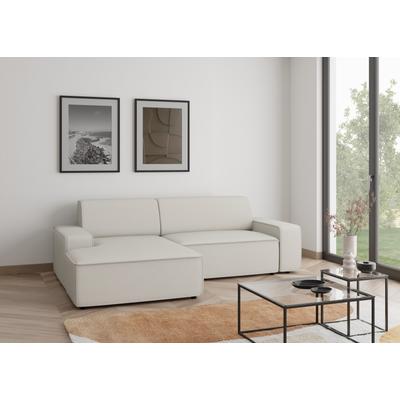 Ecksofa TRENDMANUFAKTUR "Graz, wahlweise mit Sitzvorschub und Bettkasten, L-Form, Breite 246 cm", grau (sandgrau), B:246cm H:73cm T:162cm, 100% Polyester, Sofas, in Cord-, haustierfreundlichem LEO Struktur- oder LUMOS-3D-Bezug Image