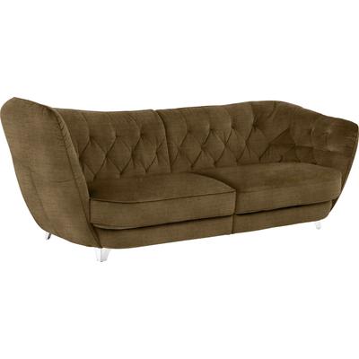 Big-Sofa LEONIQUE "Retro", braun (bronzo), B:256cm H:85cm T:115cm, 100% Polyester, 100% Recycling-PET, GRS-zertifiziert, Sofas, stylischer Hochlehner Image