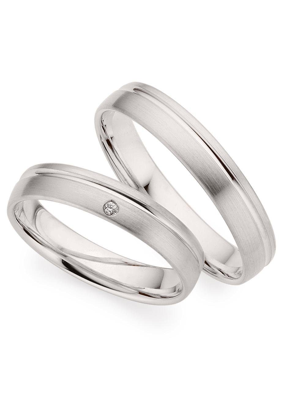 Trauring PHÖNIX "Schmuck Geschenk Gold 333 Trauring Ehering LIEBE versch. Varianten" Gr. 64, weiß (weißgoldfarben), Fingerringe, 64, ohne Brillant, Weißgold 333, 4mm, Made in Germany, wahlweise mit oder ohne Brillant Image