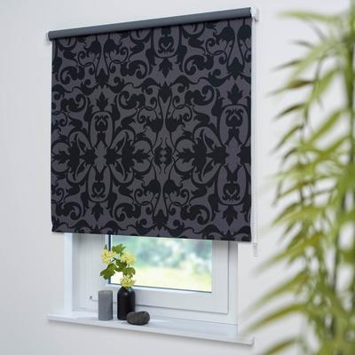 Seitenzugrollo LIEDECO "Dekor Ornament" Gr. 9, grau (grau, schwarz), B:192cm H:180cm, Polyester, Rollos Image