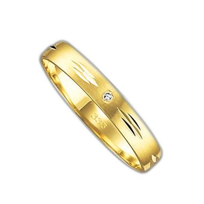 Trauring FIRETTI "Schmuck Geschenk Gold 375 Hochzeit Ehering Trauring "LIEBE" Gr. 17,5, gold (gelbgoldfarben), Fingerringe, 17,5, 0,01 ct SI = kleine Einschlüsse mit Brillant, Gelbgold 375, 3mm, Made in Germany, wahlweise mit oder ohne Brillant Image