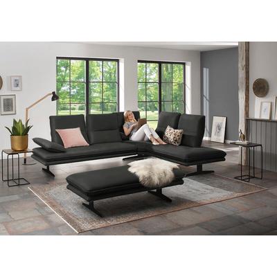 Ecksofa W.SCHILLIG "broadway, Designsofa, toller Sitzkomfort, zeitlos, elegant, L-Form", grau (graphit z59), B:284cm H:94cm T:224cm, Longlife Xtra-Leder Z59: Glattleder mit modischer Prägung. Hautstärke 0, 9 - 1, 1 mm, Sofas, Sitztiefenverstellung,... Image