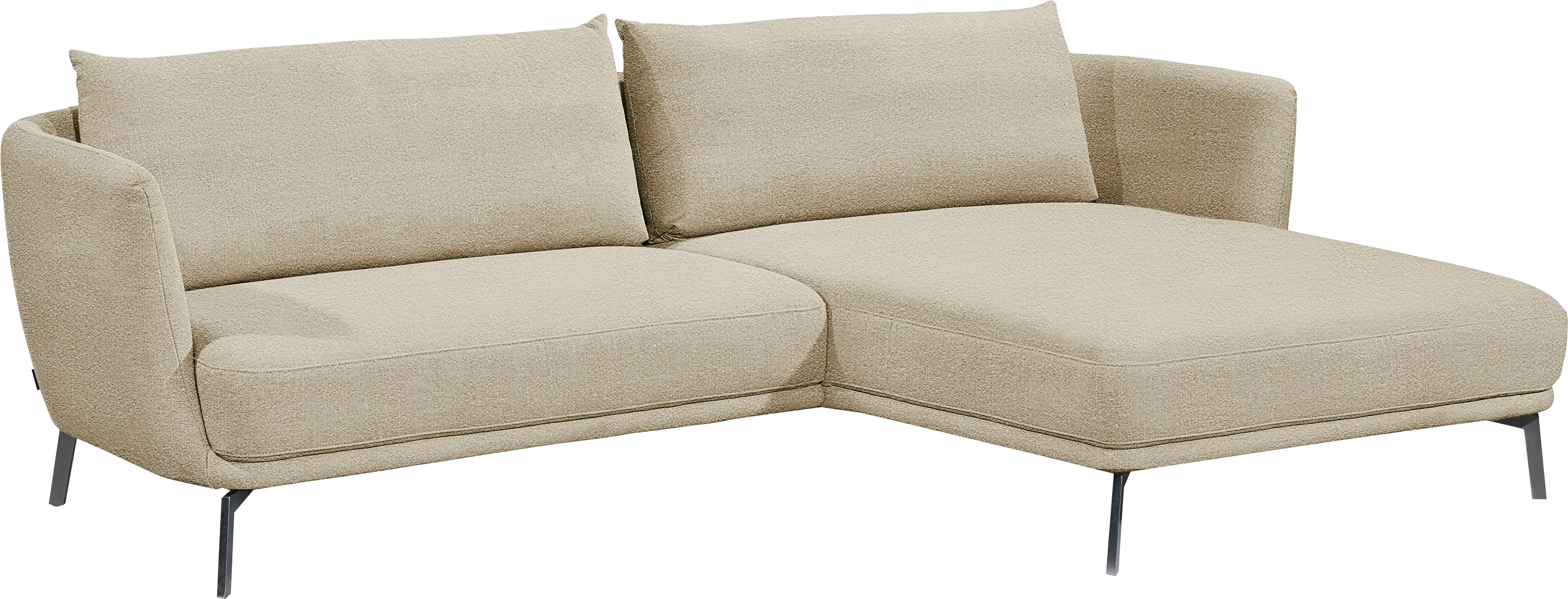 Ecksofa "Pearl, zeitlos und elegant, 5 Jahre Hersteller-Garantie, bequem", beige (sand), B:270cm H:71cm T:160cm, 16% Baumwolle, 79% Polyester, 5% Polyacryl, SCHÖNER WOHNEN-KOLLEKTION, Sofas, L-Form, Maße (B/H/T): 270/71/160 cm, Füße Metall Image
