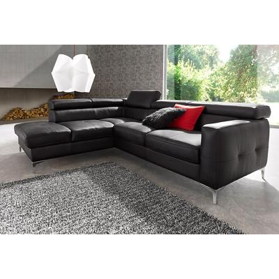 Polstergarnitur COTTA "Sammy L-Form", schwarz, B:239cm, Sitzmöbel-Sets, Set bestehend aus: Ecksofa mit Kopfteilverstellung & Hocker Image