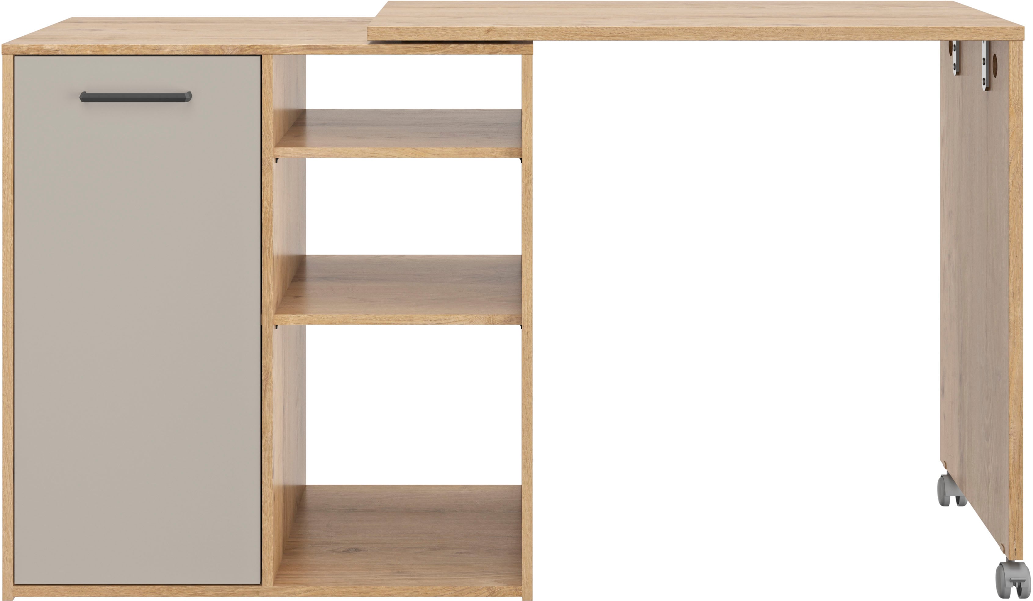 Küchenbuffet GAMI "Eden Mobiler Küchenblock mit Drehfunktion", eiche silva nachbildung, cashmere, B:156cm H:88cm T:60cm, Spanplatte, Schränke, Mobiler Küchenblock mit Drehfunktion, ohne Elektrogeräte