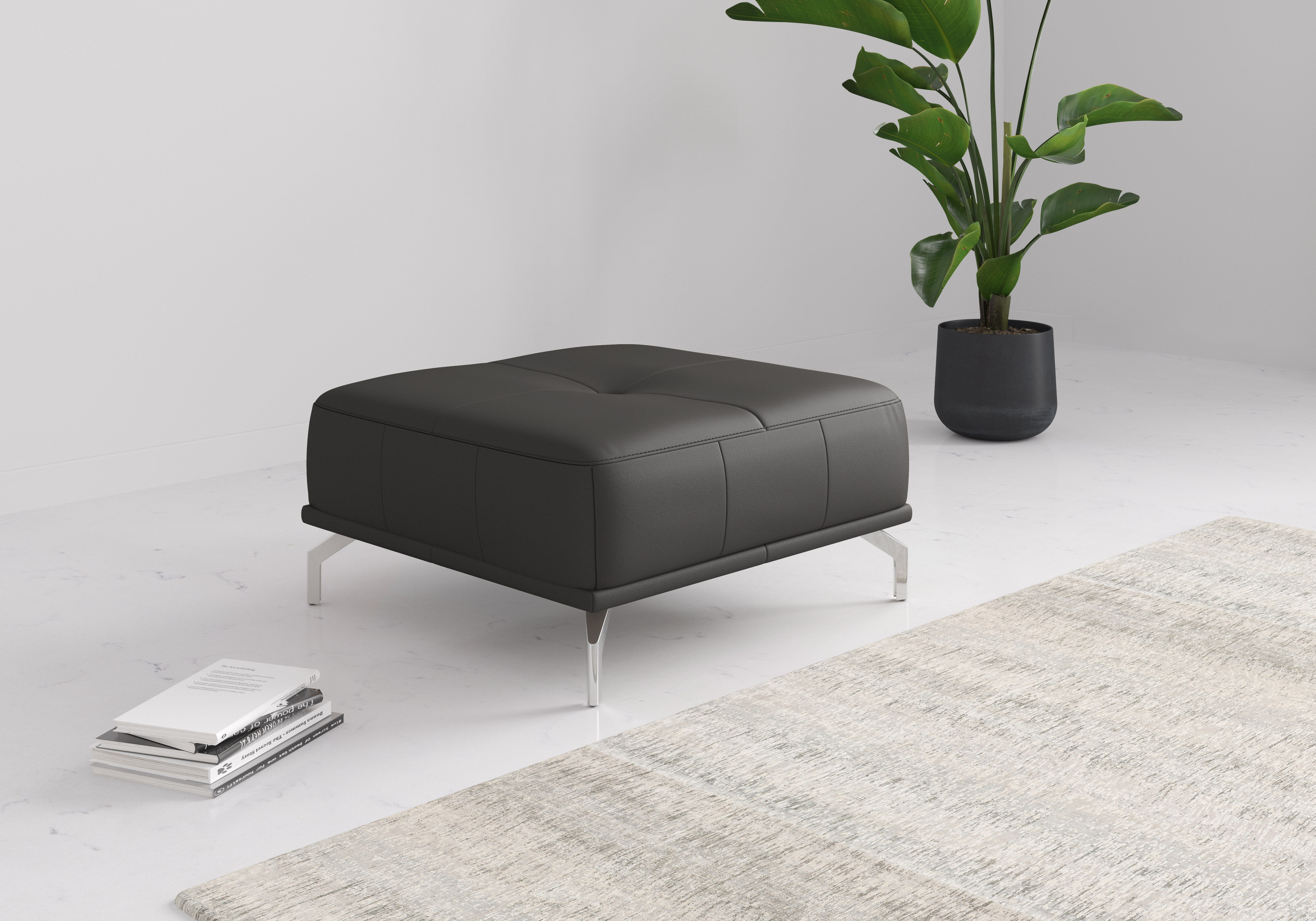 Polsterhocker PLACES OF STYLE "Caluna", grau (antrazit), B:89cm H:45cm T:89cm, Hocker, moderner Sitzhocker in hochwertiger Verarbeitung