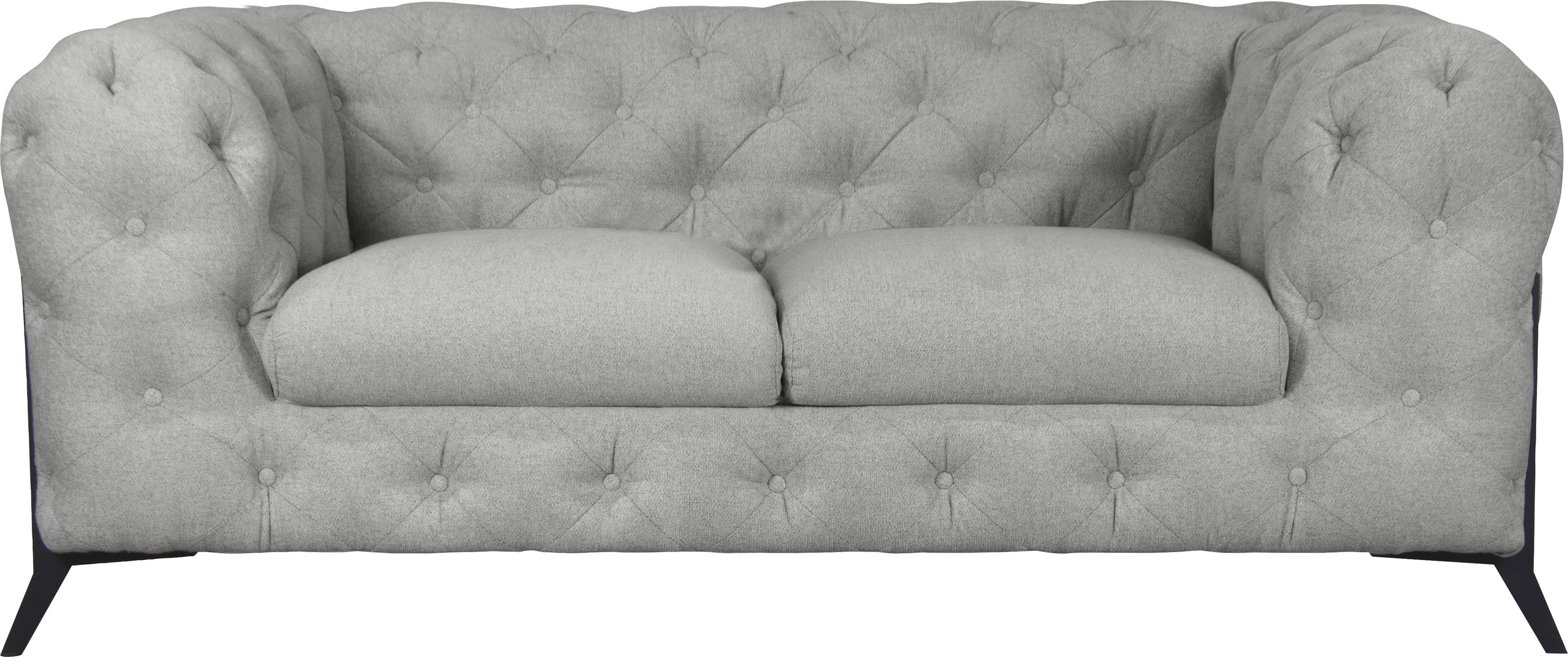 Chesterfield-Sofa LEONIQUE "Amaury", silber, B:185cm H:75cm T:99cm, Struktur (100% Polyester9;Samtoptik (100% Polyester), Sofas, aufwändige Knopfheftung, moderne Chesterfield Optik, Fußfarbe wählbar