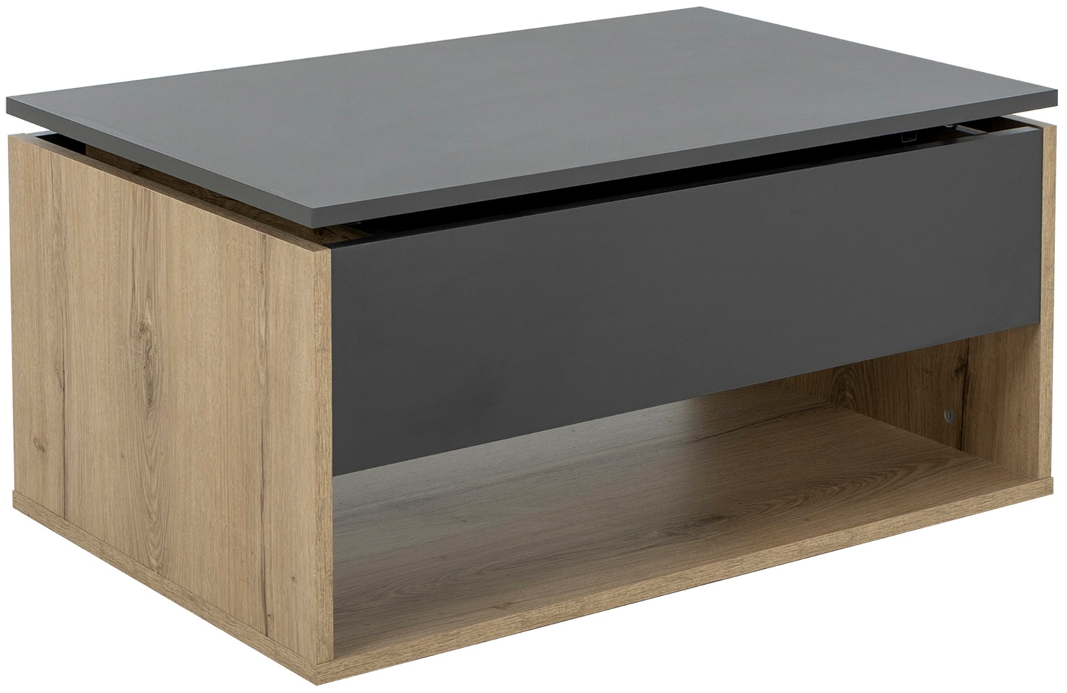 Couchtisch GAMI "Urban", grau (anthrazit, eiche helvezia nachbildung, anthrazit), B:90cm H:44cm T:60cm, Tische, Couchtisch, Couchtisch mit hochklappbarer Platte