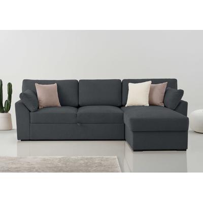 Ecksofa HOME AFFAIRE "Citry", grau (anthrazit), B:246cm H:88cm T:156cm, 100% polyester, Sofas, Breite 246 cm, Chenille, Bettfunktion, Bettkasten, L-Form Image