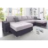 Wohnlandschaft COLLECTION AB "XXL-Josy U-Form, Breite 333 cm, mit 2 Recamieren 77 & 97 cm", silber (anthrazit, silber), B:333cm H:84cm T:161cm, 100% Polyester, Sofas, inkl. Bettfunktion, Bettkasten, mit 5 gleich großen Rückenkissen