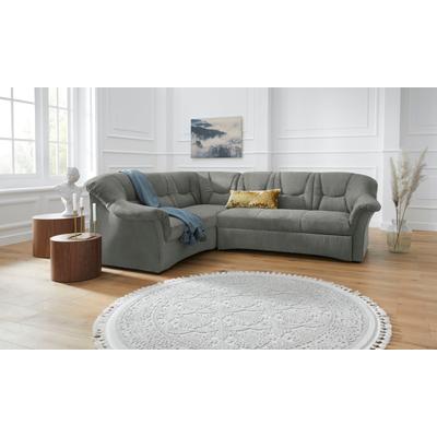 Ecksofa DOMO COLLECTION "Sarafina zeitlos und komfortabel, optional mit Federkern, L-Form", grau (steelgrau), B:240cm H:83cm T:190cm, Microfaser PRIMABELLE (100% Polyester) / Struktur (90% Polyester; 10% Polyacryl), Luxus-Microfaser (92% Polyester,... Image