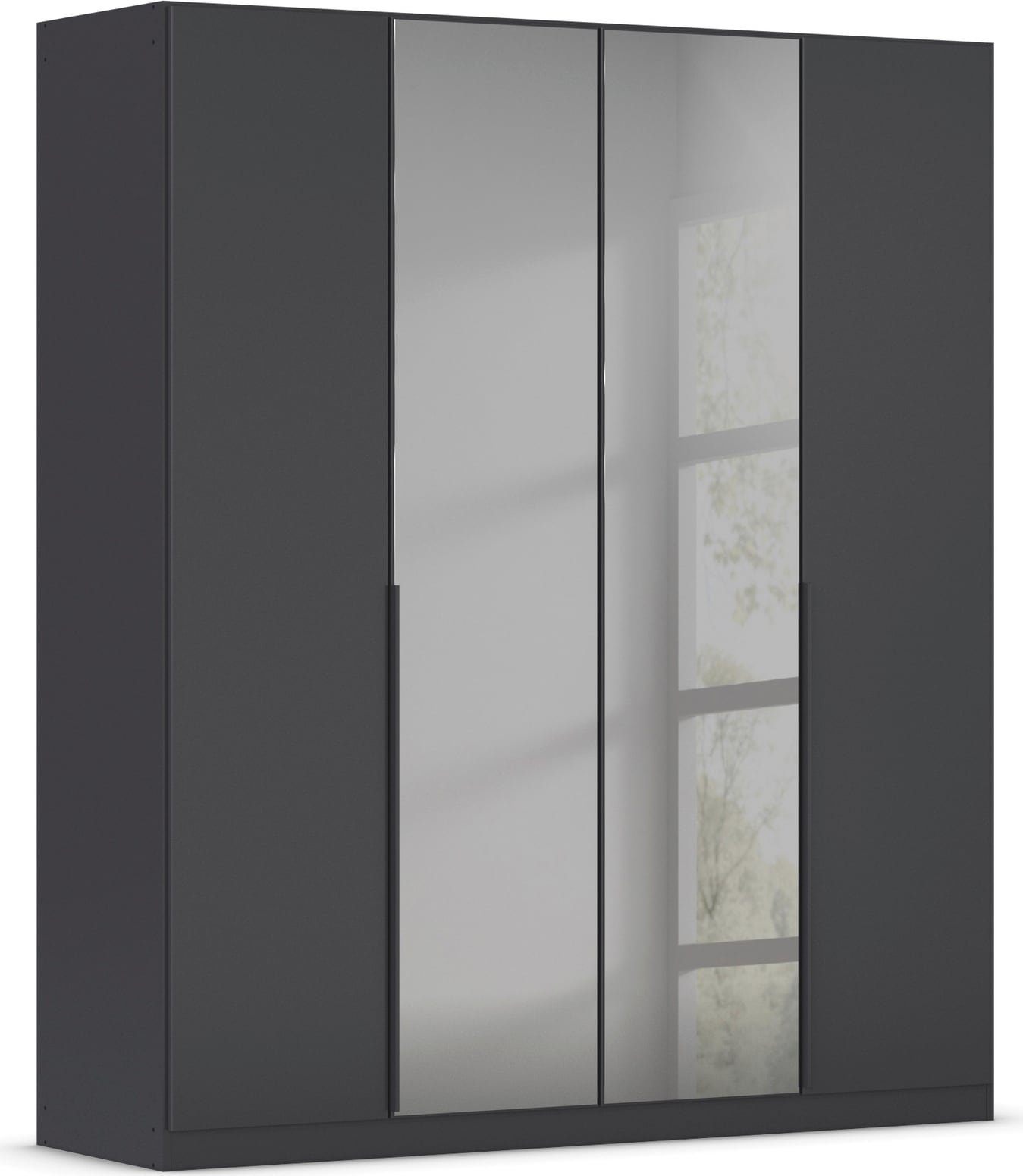 Drehtürenschrank INOSIGN BY RAUCH "Ferris Schrank Breite 2,10m BESTSELLER Schlafzimmerschrank", grau (graumetallic), B:181cm H:210cm T:54cm, Holzwerkstoff, Schränke, Kleiderschrank mit Spiegel in den Ausführungen BASIC/CLASSIC/PREMIUM Image